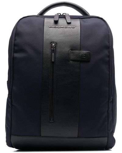 Piquadro Two-tone Logo-patch Backpack - Black