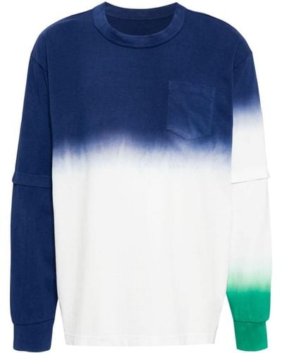 Sacai Katoenen T-shirt Met Tie-dye Print - Blauw