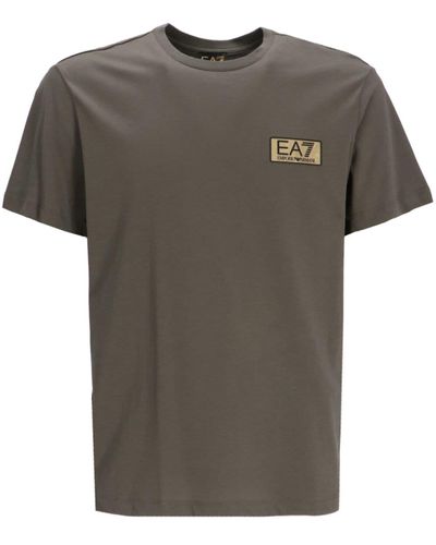 EA7 Logo-patch cotton T-shirt - Gris