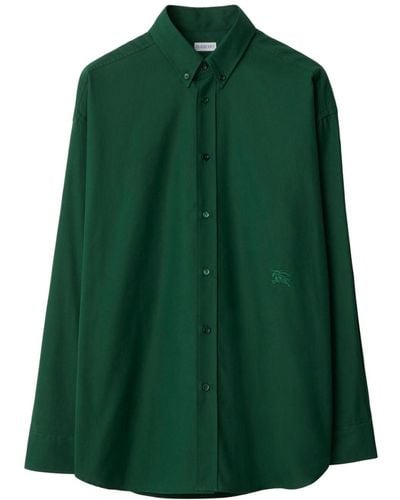 Burberry Camicia In Cotone - Verde