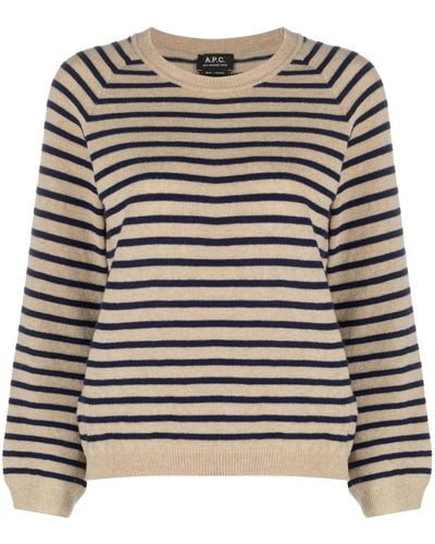 A.P.C. Lilas Striped Wool Sweater - Grey