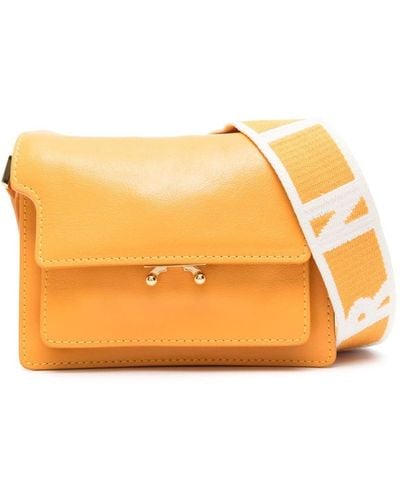 Marni Logo-debossed Leather Shoulder Bag - Orange