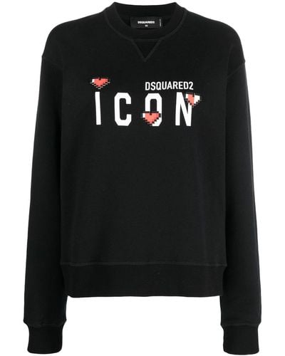 DSquared² Sweatshirt mit "Icon"-Print - Schwarz