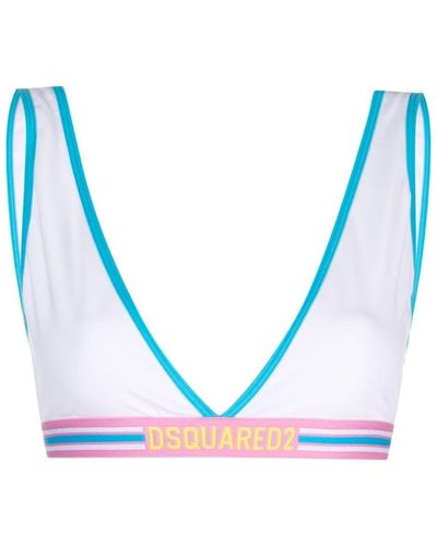DSquared² Logo-underband V-neck Bra - Blue