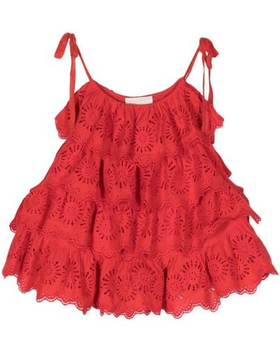 Ulla Johnson Amelie Broderie Anglaise Top - Red