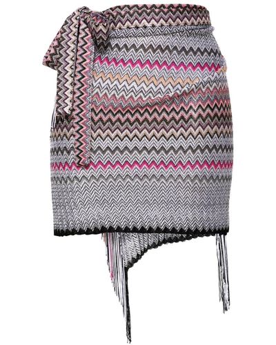 Missoni Wickelrock mit Fransen - Grau