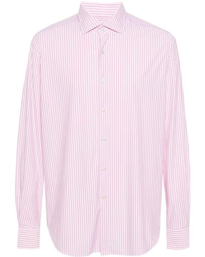 Xacus Vertical-striped Shirt - Pink