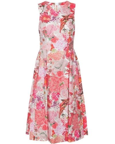 Marni Floral-print Flared Midi Dress - Rood