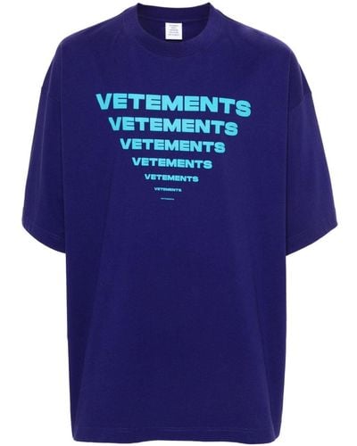 Vetements Logo-print Cotton T-shirt - Blue