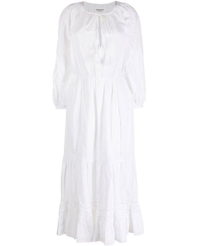 Isabel Marant Embroidered Tiered Cotton Dress - White