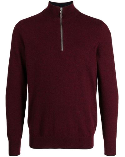 N.Peal Cashmere Jersey Carnaby con media cremallera - Rojo