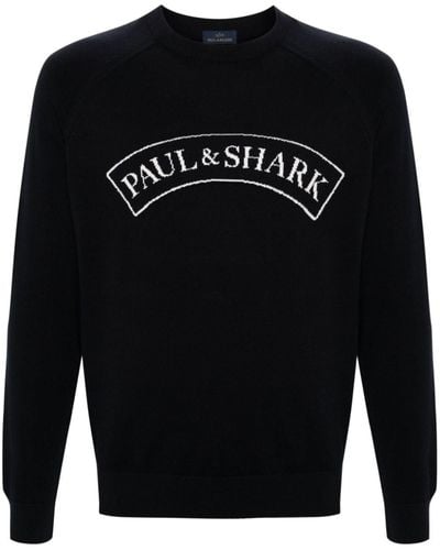 Paul & Shark Logo-jacquard Cotton Sweater - Black