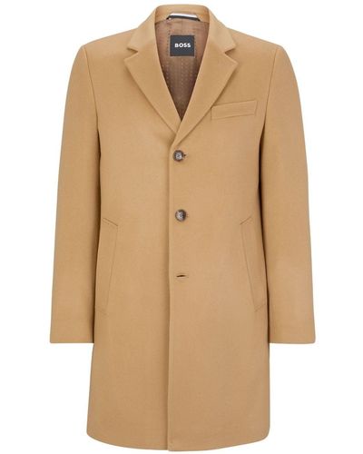 BOSS Slim-fit Coat In Virgin Wool And Cashmere - Natural