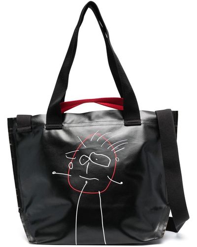 Plan C Graphic-print Shoulder Bag - Black