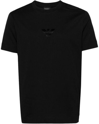 Emporio Armani Logo-appliqué cotton T-shirt - Schwarz