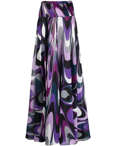 Emilio Pucci Onde-print Cotton Maxi Skirt - Purple