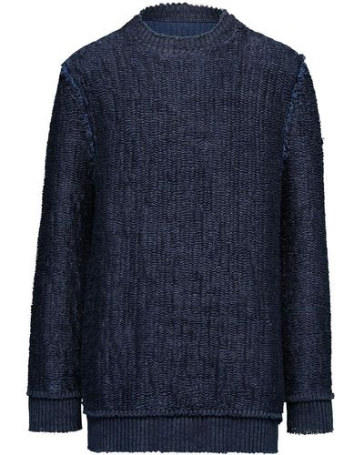 Maison Margiela Woven-knit Crew-neck Sweater - Blue