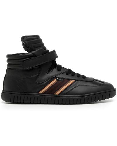 Bally Side-stripe Leather High-top Sneakers - Black