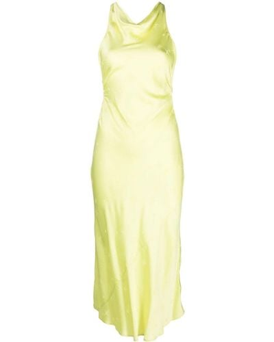 Forte Forte Star-jacquard Satin Midi Dress - Yellow
