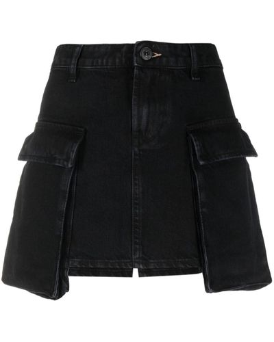 3x1 Patch-pockets Cotton Miniskirt - Black