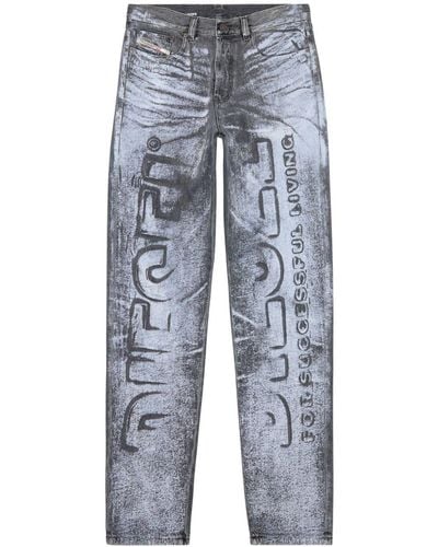 DIESEL 2010 D-macs Jeans Met Logoprint - Blauw