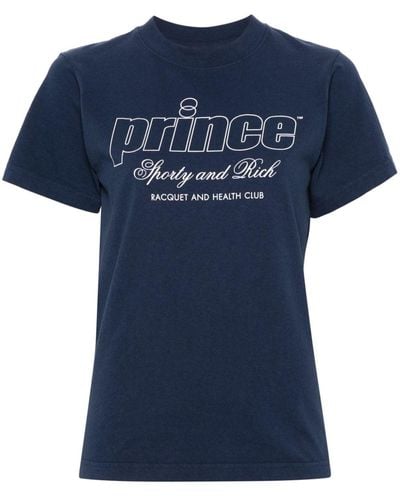 Sporty & Rich Logo-Printed Cotton T-Shirt - Blue