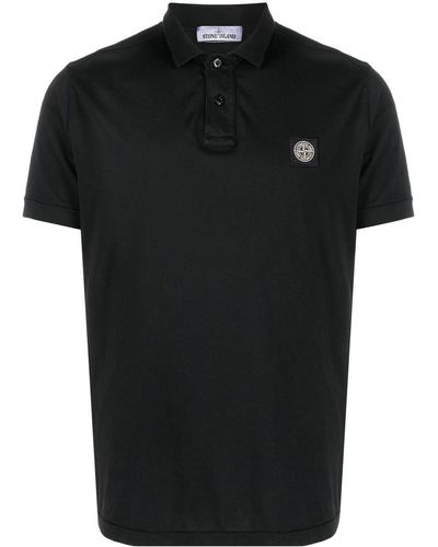 Stone Island Logo-patch Polo Shirt - Black