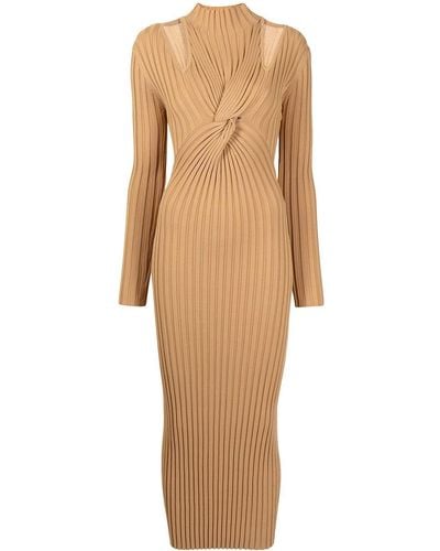Acler Collins Ribbed Midi Dress - Brown