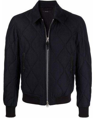 Tom Ford Veste matelassée à fermeture zippée - Bleu