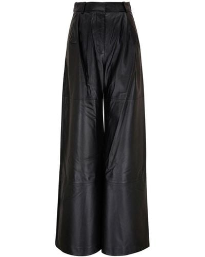 Zimmermann Luminosity Wide-leg Leather Trousers - Black