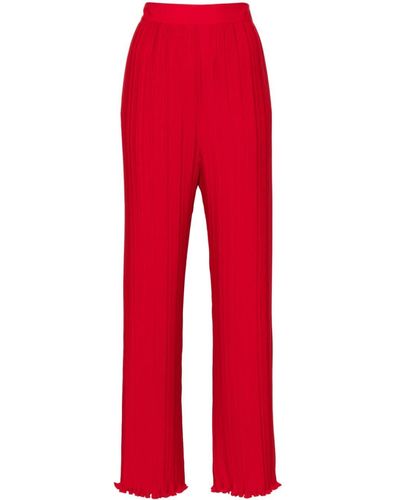 Lanvin Pantalon droit à design plissé - Rouge