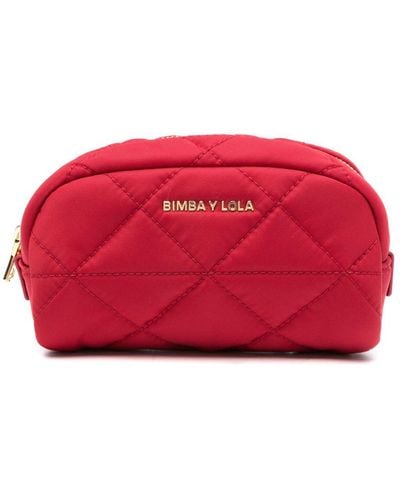 Bimba Y Lola Logo-lettering Quilted Make-up Bag - Red