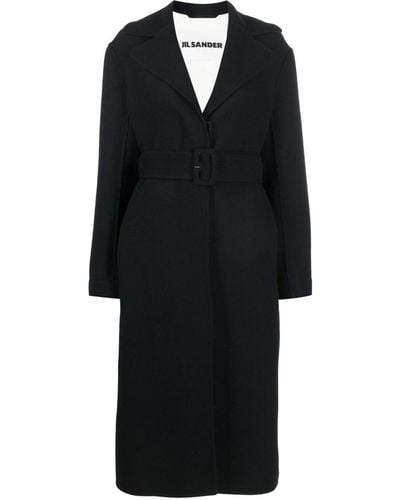 Jil Sander Long-sleeve Belted Wool Coat - Black