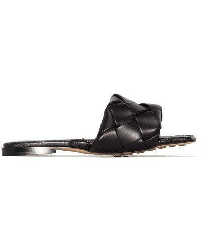 Bottega Veneta Bv Lido Flat Mules In Intrecciato Leather - Black