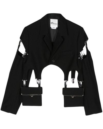 Noir Kei Ninomiya Buckle-embellished Cropped Jacket - Zwart