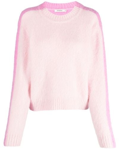 Sandro Contrasting-panel Knitted Sweater - Pink