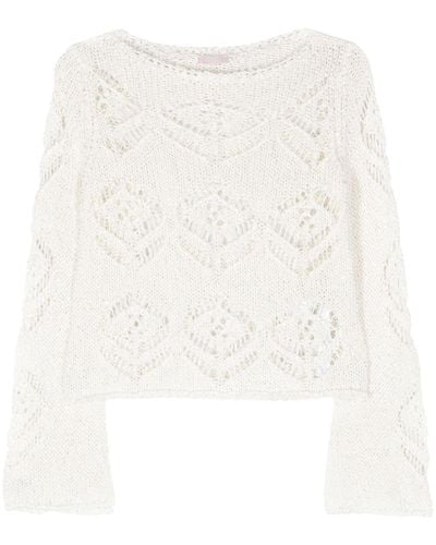 Liu Jo Sequined Open-knit Sweater - White
