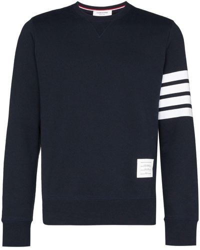 Thom Browne Pullover Sweatshirt With Engineered 4-bar Stripe - Blauw