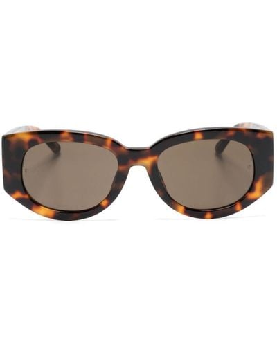 Linda Farrow Debbie Oval-frame Sunglasses - Brown