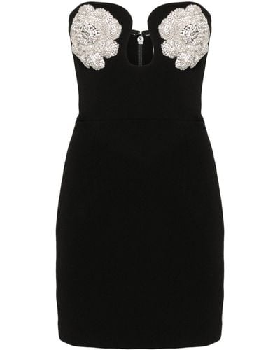 Rebecca Vallance Floral-appliqué Crepe Mini Dress - Black