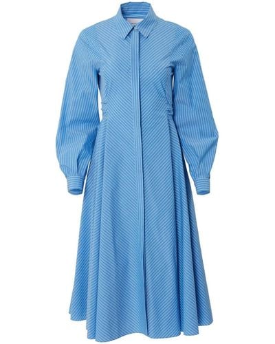 Carolina Herrera Striped Cotton Shirt Dress - Blue