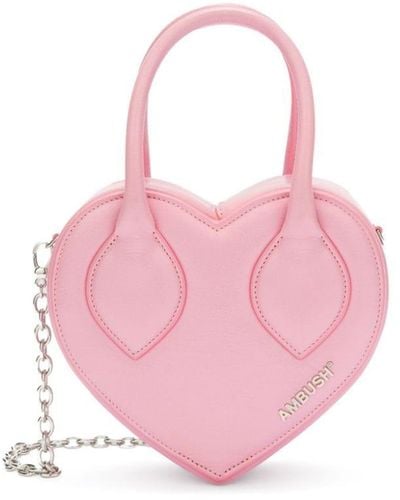 Ambush Heart Leather Tote Bag - Pink
