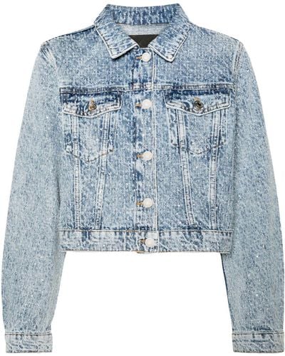 Maje Rhinestone-embellished Denim Jacket - Blue