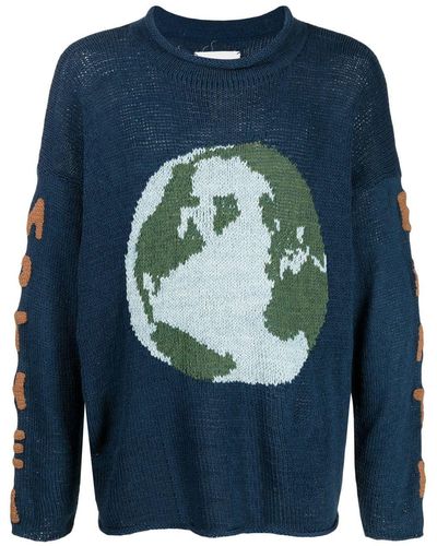 STORY mfg. Planet Earth Knitted Sweater - Blue