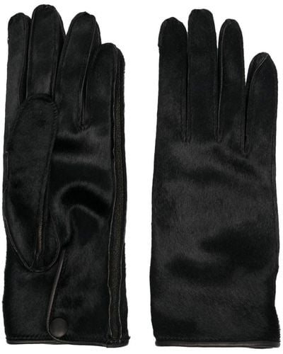 Maison Margiela Signature-stitch Logo Pony-hair Gloves - Black