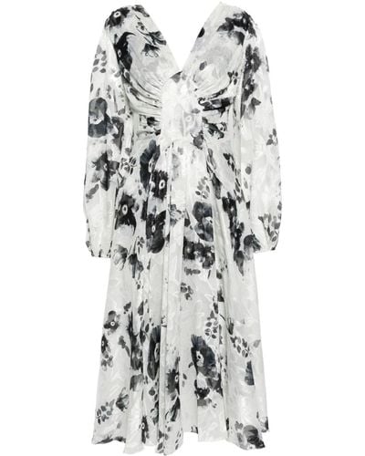 Ermanno Scervino Floral-jacquard Georgette Midi Dress - White