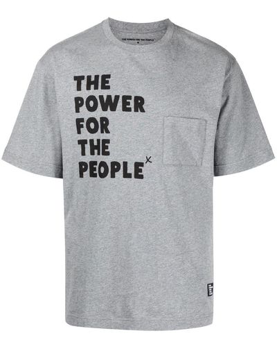 The Power for the People T-shirt Met Logoprint - Grijs