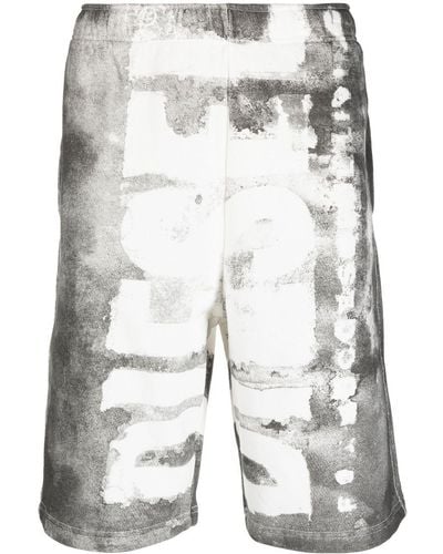 DIESEL Pantalones cortos de deporte P-Marshy con logo - Blanco