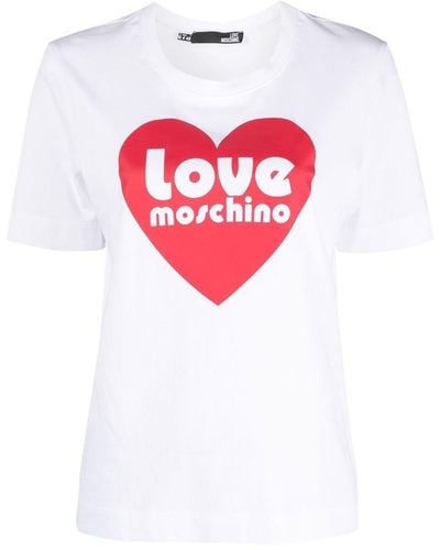 Love Moschino T-shirt With Heart Logo Print - Red