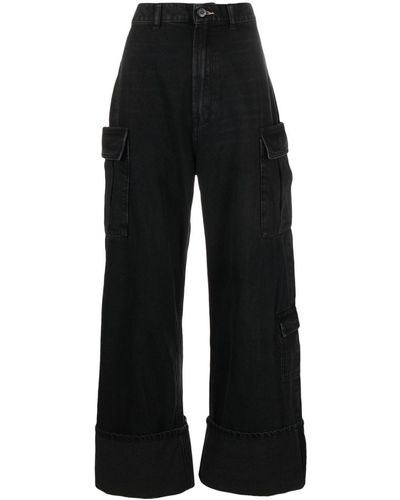 3x1 High-waisted Cargo Trousers - Black